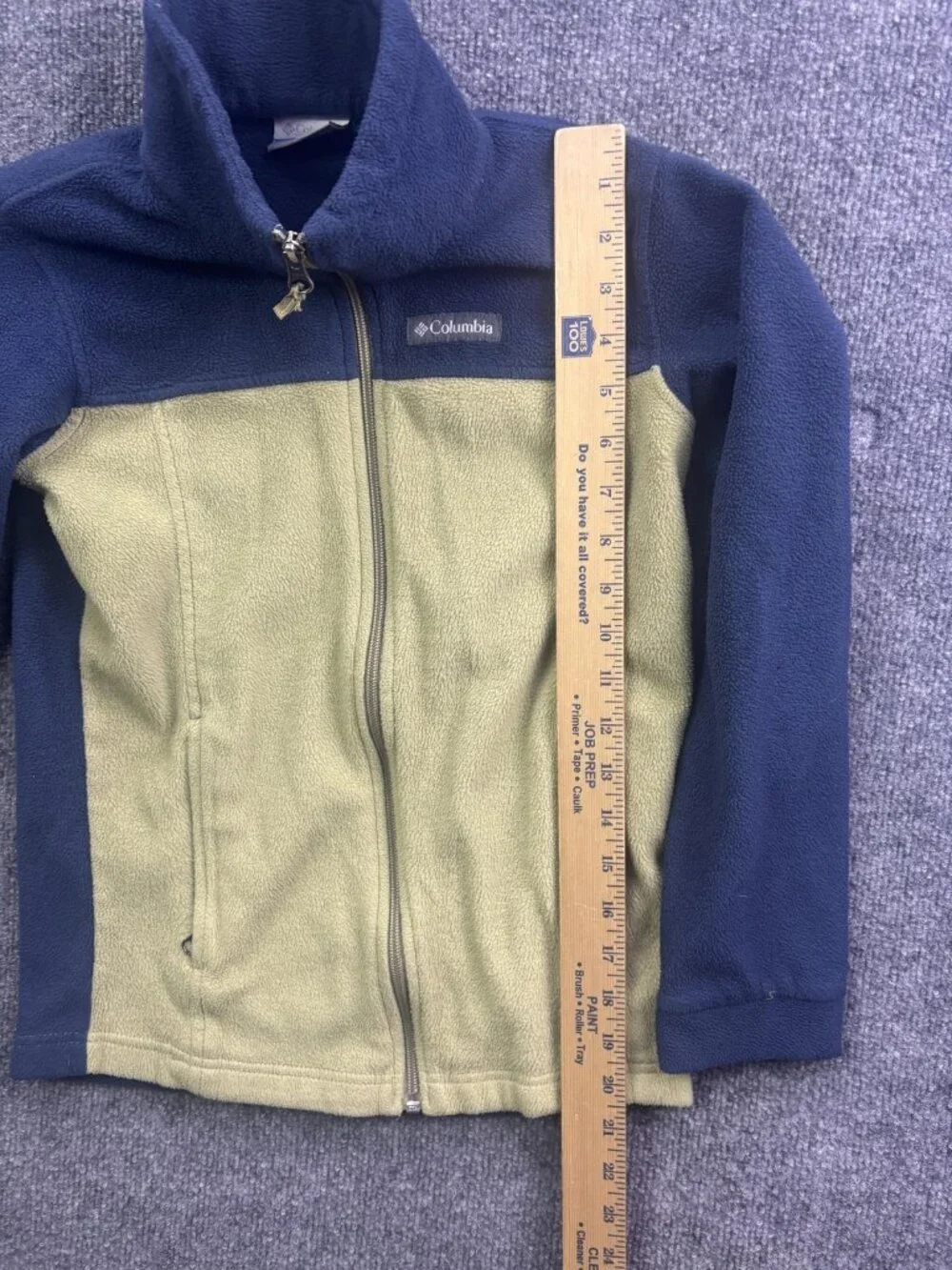 Columbia Jacket Youth Medium 10/12 Blue Green Fleece Full‎ Zip Pockets Warm